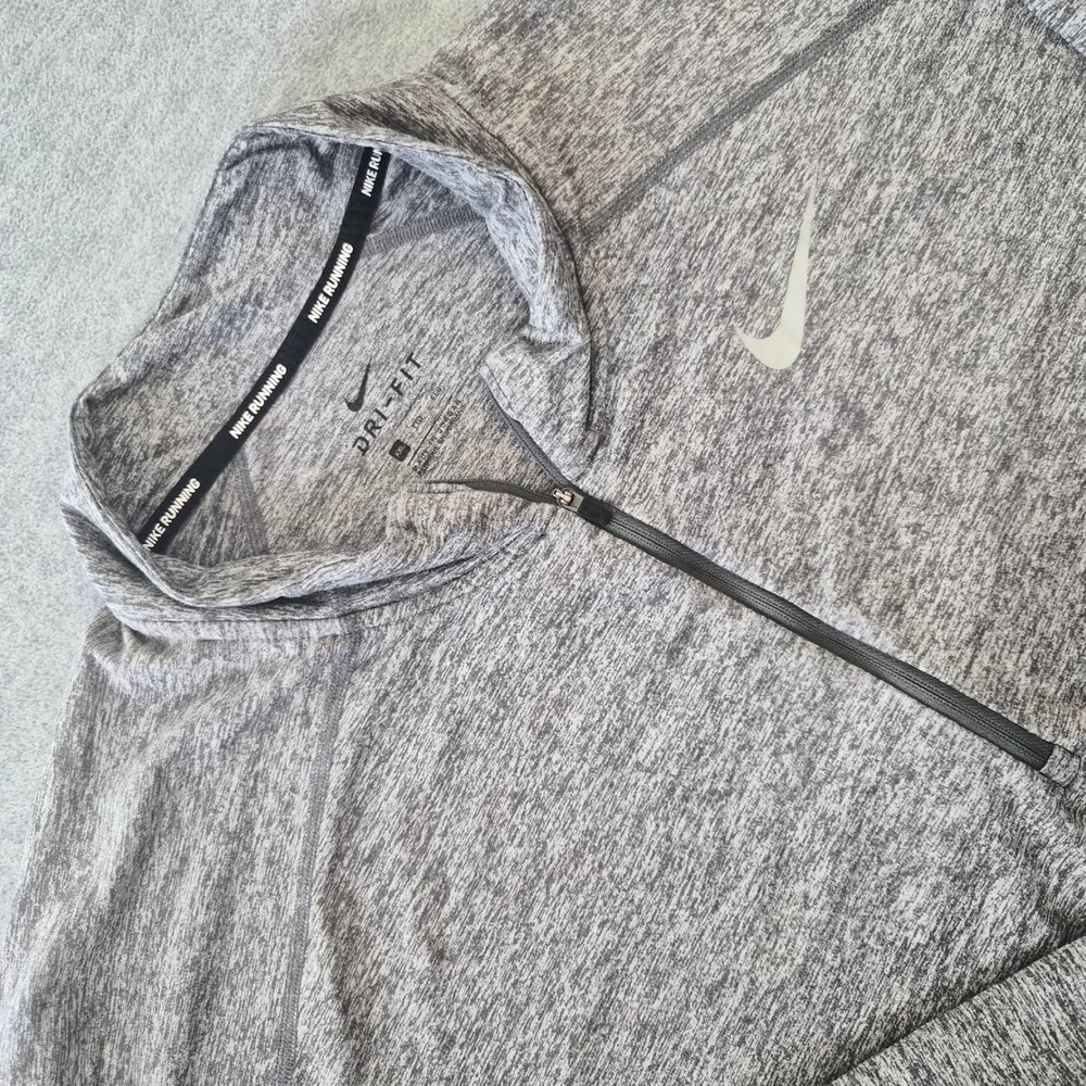 Nike Running Dri-FIT Mens XXL Grey Heather Quarter Zip Pullover Long Sleeve Top